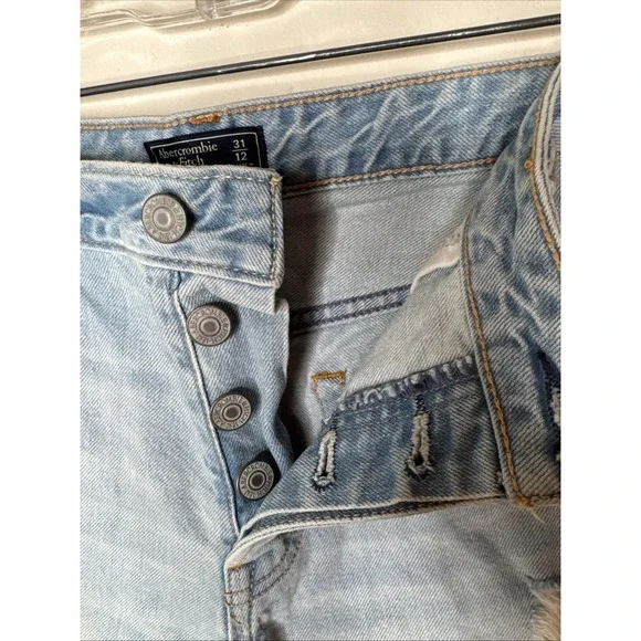 Abercrombie & Fitch Blue Ripped Ames Low Rise Boyfriend Short festival sz 12/31 - Picture 5 of 10